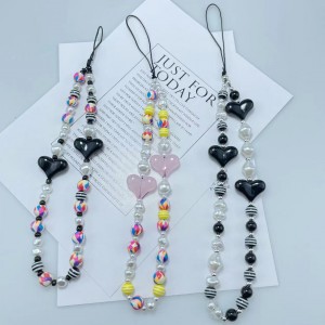 Шнурок для телефона брелок женский украшение браслет на руку (черный)